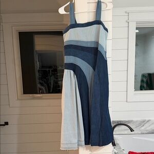 Pilcro Women's Midi Dress in Blue and Cream